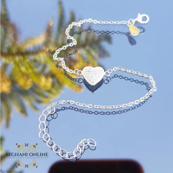 Silver bracelet - cute girly round bracelet - cubic zirconia stones - 925 silver -  afghani online - USA bracelets - afghani Amman - اسوار فضة - اسوارة بناتي ناعمة - اسوارة زركون - افغاني اونلاين
