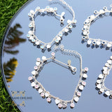 sterling silver Charm hearts chain bracelet - trendy jewelry with Rose quartz pink gemstones - Jordan silver - afghani Amman - Trendy accessories - USA trendy jewelry - best online jewelry shop - أسوارة تشارم قلوب فضة - الأفغاني عمان
