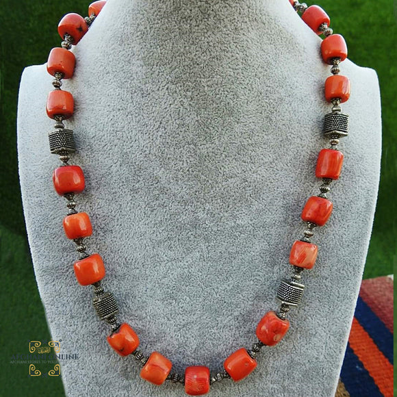 Coral necklace Natural - Jordan gifts - Palestine gifts - oriental gifts - natural stones necklace - عقد مرجان - أحجار كريمة - هدايا الأردن - هدايا فلسطين - الأفغاني - Afghani online - coral Stone