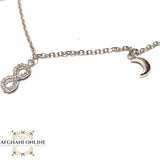 Silver anklet, 925 silver anklet, rhodium anklet, afghani online, afghani Amman, afghani Jordan, silver moon and infinity anklet, خلخال فضة, الافغاني عمان