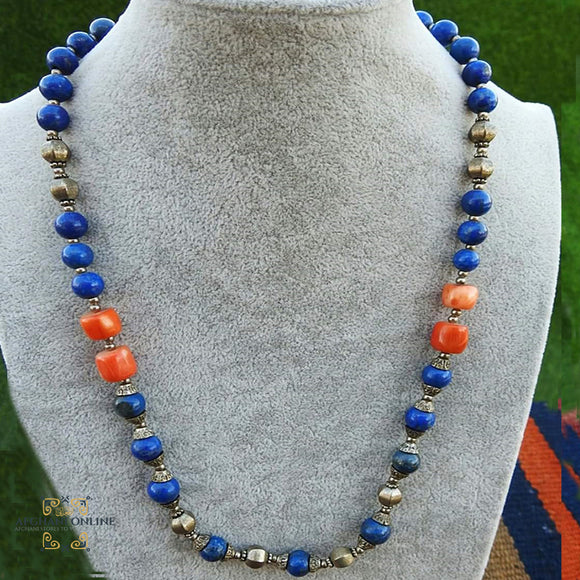 Lapis Lazuli necklace - Jordan gifts - Palestine gifts - oriental gifts - natural stones necklace - عقد مرجان- أحجار كريمة - هدايا الأردن - هدايا فلسطين - الأفغاني - Afghani online - Lapis Lazuli Stone