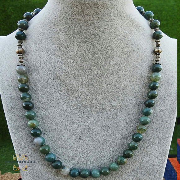Jade necklace - Jordan gifts - Palestine gifts -oriental gifts - natural stones necklace - عقد مرجان- أحجار كريمة - هدايا الأردن - هدايا فلسطين - الأفغاني - Afghani online - Green Jade Stone
