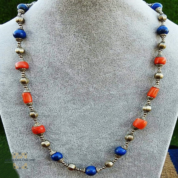 Lapis Lazuli necklace - Jordan gifts - Palestine gifts - oriental gifts - natural stones necklace - عقد مرجان- أحجار كريمة - هدايا الأردن - هدايا فلسطين - الأفغاني - Afghani online - Lapis Lazuli Stone