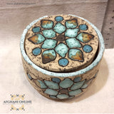 Handmade Ceramic - Islamic pottery art - Jordan Souvenirs and gifts - Arabian geometric art patterns - coasters for cups set - Arabian clay - Arabic stoneware - office and home decor - oriental pottery - Amman Gifts - married gifts - Afghani online - سيراميك وفخار شرقي اسلامي - صحن كوسترات للشاي - الافغاني - هدايا الأردن