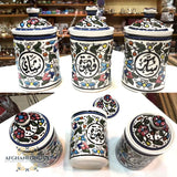 ceramic - coffee pot - tea pot - sugar pot - handmade Palestine ceramic - set of 3 -Jordan -Afghani online - handmade ceramics - سيراميك يدوي - قهوة وشاي وسكر - الافغاني - الاردن - فلسطين