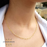 Paper clip Chain necklace - sterling silver gold plated chain necklace - trendy jewelry - layering necklace - USA trendy jewelry - best online jewelry shop - سنسال فضة مطلي ذهب - الأفغاني 