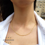 Paper clip Chain necklace - sterling silver gold plated chain necklace - trendy jewelry - layering necklace - USA trendy jewelry - best online jewelry shop - سنسال فضة مطلي ذهب - الأفغاني 