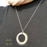 Circle necklace with names and zircon - Silver arabic name - silver necklace - Afghani online - customized necklace jewellery - personalized name necklace - Amman Silver - Jordan gifts - USA silver - الافغاني - تفصيل اسم دائري - سنسال اسم - هدايا فضة - توصيل حول العالم