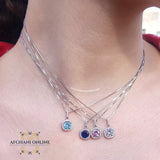 Trendy Cubic Zirconia silver necklace - gift for her - birthday necklace - colored gemstones - trendy jewelry - fashion jewelry - garnet - USA jewelry - Jordan necklaces - Zirconia Necklaces - سنسال احجار كريمة زركون - Afghani online - birthday stone - birth stone - month stone