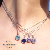 Trendy Cubic Zirconia silver necklace - gift for her - birthday necklace - colored gemstones - trendy jewelry - fashion jewelry - garnet - USA jewelry - Jordan necklaces - Zirconia Necklaces - سنسال احجار كريمة زركون - Afghani online - birthday stone - birth stone - month stone