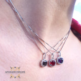 Trendy Cubic Zirconia silver necklace - gift for her - birthday necklace - colored gemstones - trendy jewelry - fashion jewelry - garnet - USA jewelry - Jordan necklaces - Zirconia Necklaces - سنسال احجار كريمة زركون - Afghani online - birthday stone - birth stone - month stone