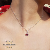 Trendy Cubic Zirconia silver necklace - gift for her - birthday necklace - colored gemstones - trendy jewelry - fashion jewelry - garnet - USA jewelry - Jordan necklaces - Zirconia Necklaces - سنسال احجار كريمة زركون - Afghani online - birthday stone - birth stone - month stone