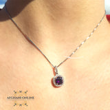 Trendy Cubic Zirconia silver necklace - gift for her - birthday necklace - colored gemstones - trendy jewelry - fashion jewelry - garnet - USA jewelry - Jordan necklaces - Zirconia Necklaces - سنسال احجار كريمة زركون - Afghani online - birthday stone - birth stone - month stone
