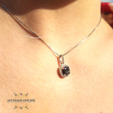 Trendy Cubic Zirconia silver necklace - gift for her - birthday necklace - colored gemstones - trendy jewelry - fashion jewelry - garnet - USA jewelry - Jordan necklaces - Zirconia Necklaces - سنسال احجار كريمة زركون - Afghani online - birthday stone - birth stone - month stone