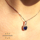 Trendy Cubic Zirconia silver necklace - gift for her - birthday necklace - colored gemstones - trendy jewelry - fashion jewelry - garnet - USA jewelry - Jordan necklaces - Zirconia Necklaces - سنسال احجار كريمة زركون - Afghani online - birthday stone - birth stone - month stone