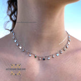 sterling silver Charm hearts chain necklace - trendy jewelry with cubic zirconia stones - Jordan silver - afghani Amman - layering necklace - USA trendy jewelry - best online jewelry shop -  سنسال تشارم قلوب فضة - الأفغاني عمان