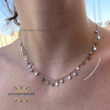 sterling silver stars charms chain necklace - gift for her - birthday jewelry gift - trendy jewelry with cubic zirconia - Jordan silver - afghani Amman - layering necklace - USA trendy jewelry - best online jewelry shop - سنسال تشارم فضة نجوم - الأفغاني عمان