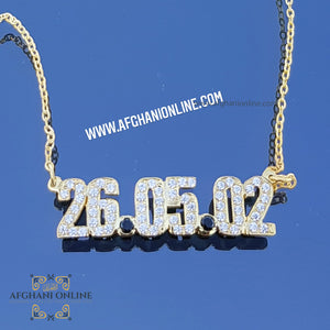 Roman numeral custom date Necklace - sparkling necklace - silver customize - cubic zircon date personalized necklace - handmade silver - Afghani online - layered necklace - date  numbers custom cubic zirconia Necklace - UAE jewellery necklace - Jordan fashion jewellery - Qatar Jewelry - date with CZ - USA custom Jewelry - سنسال تاريخ فضة مطلي ذهب - سنسال تفصيل - تفصيل تاريخ مع احجار زركون فضة مطلي ذهب - سنسال تاريخ الزواج - الافغاني