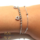 charm silver bracelet heart- charm bracelet - Sterling silver gift - cubic zircon bracelet  - afghani Jordan - afghani online - اسوارة تشارم - اسوارة تشارمع فضة مع قلوب - الافغاني - الاردن 