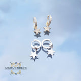 Silver star earrings - hoop earrings - best jewellery in Amman - gifts for her - luxury Earrings set - fashion and elegance - girl in style - women's today beauty - cubic zirconia earrings - rhodium earrings - UAE earrings - Jordan earrings - Afghani online - oriental earrings - حلق نجمة فضة