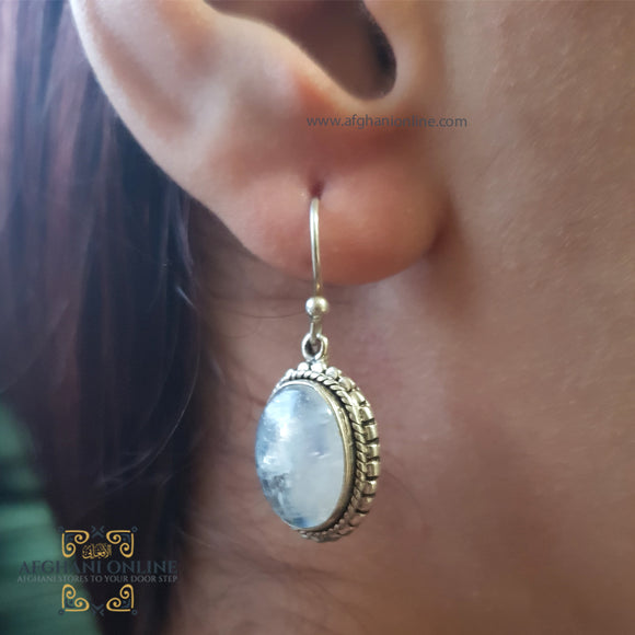 Sterling Silver 925 earrings - trendy jewelry - handmade Silver Jewelry - Moon stone gemstones earrings - rhodium earring - UAE earrings - Jordan earrings - Afghani online - oriental earring - حلق حجر القمر فضة - الافغاني عمان - حلق شرقي - حلق شغل يدوي - حلق للاذن