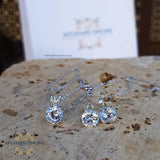 Stud Silver earrings  and necklace - half set zircon - cubic zircon earrings - trendy earrings - rhodium earrings - UAE earrings - Jordan earring - Afghani online - oriental earrings - حلق نقطة فضة مع زركون - الافغاني عمان - حلق شرقي - حلق مطلي ذهب - حلق للاذن