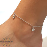 Silver hearts anklet, 925 silver anklet, rhodium anklet, afghani online, afghani Amman, afghani Jordan, silver cubic zircon circles anklet, خلخال فضة, الافغاني عمان