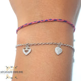 Silver bracelet, sparkle hearts bracelet, zircons stones, 925 silver, afghani online, afghani Amman, اسوار فضة, اسوارة قلوب لامعة, اسوارة زركون, افغاني اونلاين