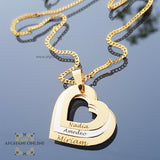 Family hearts necklace customized - Luxury  jewelry - Hearts with Names Necklace personalized - silver customize - handmade silver - Afghani online - layered necklace - Arabic Name Necklace - UAE necklace - Jordan Necklace - Qatar Jewelry - Family necklace - USA custom Jewelry - سنسال حب العائلة - سنسال قلب تفصيل - تفصيل قلوب مع اسم فضة مطلي ذهب - الافغاني