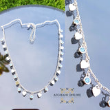 sterling silver Charm hearts chain necklace - trendy jewelry with cubic zirconia stones - Jordan silver - afghani Amman - layering necklace - USA trendy jewelry - best online jewelry shop -  سنسال تشارم قلوب فضة - الأفغاني عمان