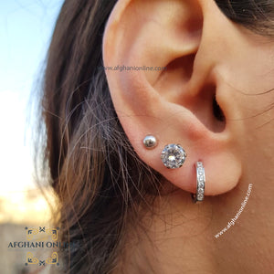 Stud Silver earrings and necklace - half set zircon - cubic zircon earrings - trendy earrings - rhodium earrings - UAE earrings - Jordan earring - Afghani online - oriental earrings - حلق نقطة فضة مع زركون - الافغاني عمان - حلق شرقي - حلق مطلي ذهب - حلق للاذن