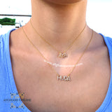 Name Necklace - silver customize - cubic zircon name necklace - handmade silver - Afghani online - layered necklace - Arabic Name Necklace - UAE necklace - Jordan Necklace -  Qatar Jewelry - initials with zircon - USA custom Jewelry - سنسال اسم - سنسال تفصيل - تفصيل اسم فضة مطلي ذهب - أحرف مع زركون - الافغاني