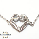 Silver sparkle heart with infinity Bracelet with zircons stones اسوارة فضة قلب لامع و انفينتي مع زركون