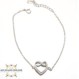 Silver sparkle heart with infinity Bracelet with zircons stones اسوارة فضة قلب لامع و انفينتي مع زركون