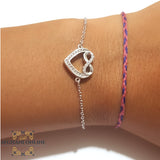 Silver sparkle heart with infinity Bracelet with zircons stones اسوارة فضة قلب لامع و انفينتي مع زركون