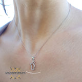 Jordan silver necklace with zircon - Silver Jordanian necklace - Jordan gift jewelry - map of Jordan - Afghani Jordan - Jordan trendy jewelry خارطة الأردن سنسال - سنسال الأردن فضة زركون - الافغاني - سنسال الأردن - هدايا الأردن - 