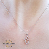 Jordan silver necklace with zircon - Silver Jordanian necklace - Jordan gift jewelry - map of Jordan - Afghani Jordan - Jordan trendy jewelry خارطة الأردن سنسال - سنسال الأردن فضة زركون - الافغاني - سنسال الأردن - هدايا الأردن - 