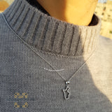 Jordan silver necklace with zircon - Silver Jordanian necklace - Jordan gift jewelry - map of Jordan - Afghani Jordan - Jordan trendy jewelry خارطة الأردن سنسال - سنسال الأردن فضة زركون - الافغاني - سنسال الأردن - هدايا الأردن - 