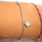 Silver bracelet, heart charm bracelet, zircons stones, 925 silver, afghani online, afghani Amman, اسوار فضة, اسوارة  قلب , اسوارة زركون, افغاني اونلاين