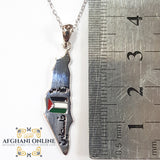 Palestine silver pendant colored, Palestinian necklace, Palestinian gift for men, map of Palestine, afghani Jordan, afghani Palestine,   خارطة فلسطين سنسال , سنسال فلسطين فضة مع مينا. الافغاني. الاردن و فلسطين, هدايا فلسطين,  