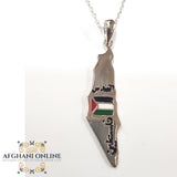 Palestine silver pendant colored, Palestinian necklace, Palestinian gift for men, map of Palestine, afghani Jordan, afghani Palestine,   خارطة فلسطين سنسال , سنسال فلسطين فضة مع مينا. الافغاني. الاردن و فلسطين, هدايا فلسطين,  