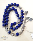 Lapis Lazuli gemstone rosary with silver 925 circle personalized engraving - Prayer beads with name - Islamic prayer Tasbih - Love quote in silver - Afghani online - Blue agate gemstone - custom prayer - custom misbaha - مسبحة حجر لابيس لازولي مع تفصيل اسم - مسبحة فضة - مسبحة عقيق - مسبحة احجار كريمة - مسابح اسلامية فضة - الافغاني