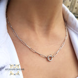 Paper clip Chain necklace - sterling silver gold plated chain necklace - trendy jewelry - layering necklace - USA trendy jewelry - best online jewelry shop - سنسال فضة مطلي ذهب - الأفغاني 