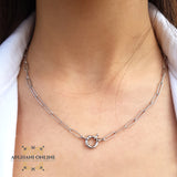 Paper clip Chain necklace - sterling silver gold plated chain necklace - trendy jewelry - layering necklace - USA trendy jewelry - best online jewelry shop - سنسال فضة مطلي ذهب - الأفغاني 