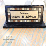 Desktop office name sign- name board - office gift - name sign - mosaic tiles name sign - gifts for doctors - gift for him - Afghani Amman - Saudi Arabia Gifts - USA offices gifts - UAE gifts - قارمة مكتب - لوحة اسم الافغاني - هدايا للدكتور - هدايا الامارات - هدايا السعودية