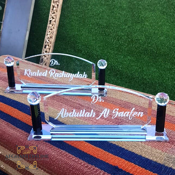 Name sign - crystal - handmade - USA lawyer gifts - US office sign -office sign - engraving - desktop name title - Afghani online - اسم مكتب - قارمة مكتب - هدايا للمكتب - الافغاني - هدايا شركات الامارات - هدايا للدكتور