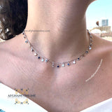 sterling silver stars charms chain necklace - gift for her - birthday jewelry gift - trendy jewelry with cubic zirconia - Jordan silver - afghani Amman - layering necklace - USA trendy jewelry - best online jewelry shop - سنسال تشارم فضة نجوم - الأفغاني عمان