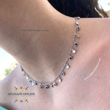 sterling silver stars charms chain necklace - gift for her - birthday jewelry gift - trendy jewelry with cubic zirconia - Jordan silver - afghani Amman - layering necklace - USA trendy jewelry - best online jewelry shop - سنسال تشارم فضة نجوم - الأفغاني عمان