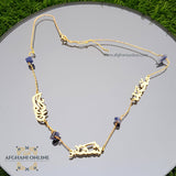 Personalized family name necklace - Custom name necklace - Custom Jewelry - Custom Lapis Lazuli gemstones  Necklace - Personalized Name - Customized Gift for Her - Arabic Name Necklace - silver customize - 3 names personalized necklace - handmade silver - afghani online - Jordan silver - USA custom Jewelry - سنسال اسم 3 اسماء مع لبيس - سنسال تفصيل - تفصيل اسم فضة - الافغاني