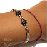 Silver bracelet - onyx bracelet - gemstone - 925 silver - afghani online - afghani Amman - اسوار فضة - اسوارة اونيكس - اسوارة شرقية - افغاني اونلاين